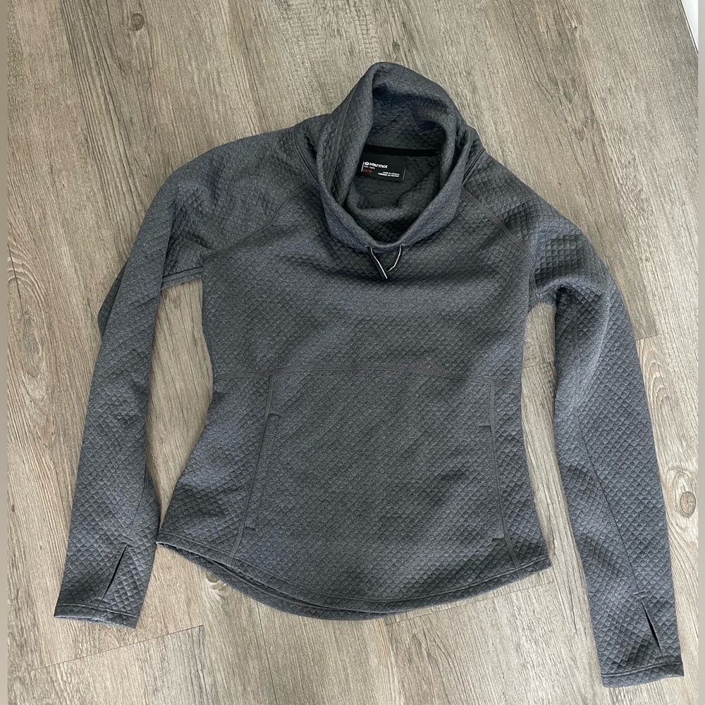 Marmot Annie Quilted Gray XS Pullover Jacket SCC-336 Funnel Cowl Neck Pocket